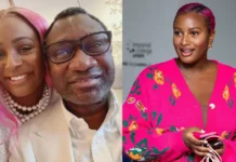 DJ Cuppy surprise Femi Otedola with stunning statue of his ‘Making it big’ book